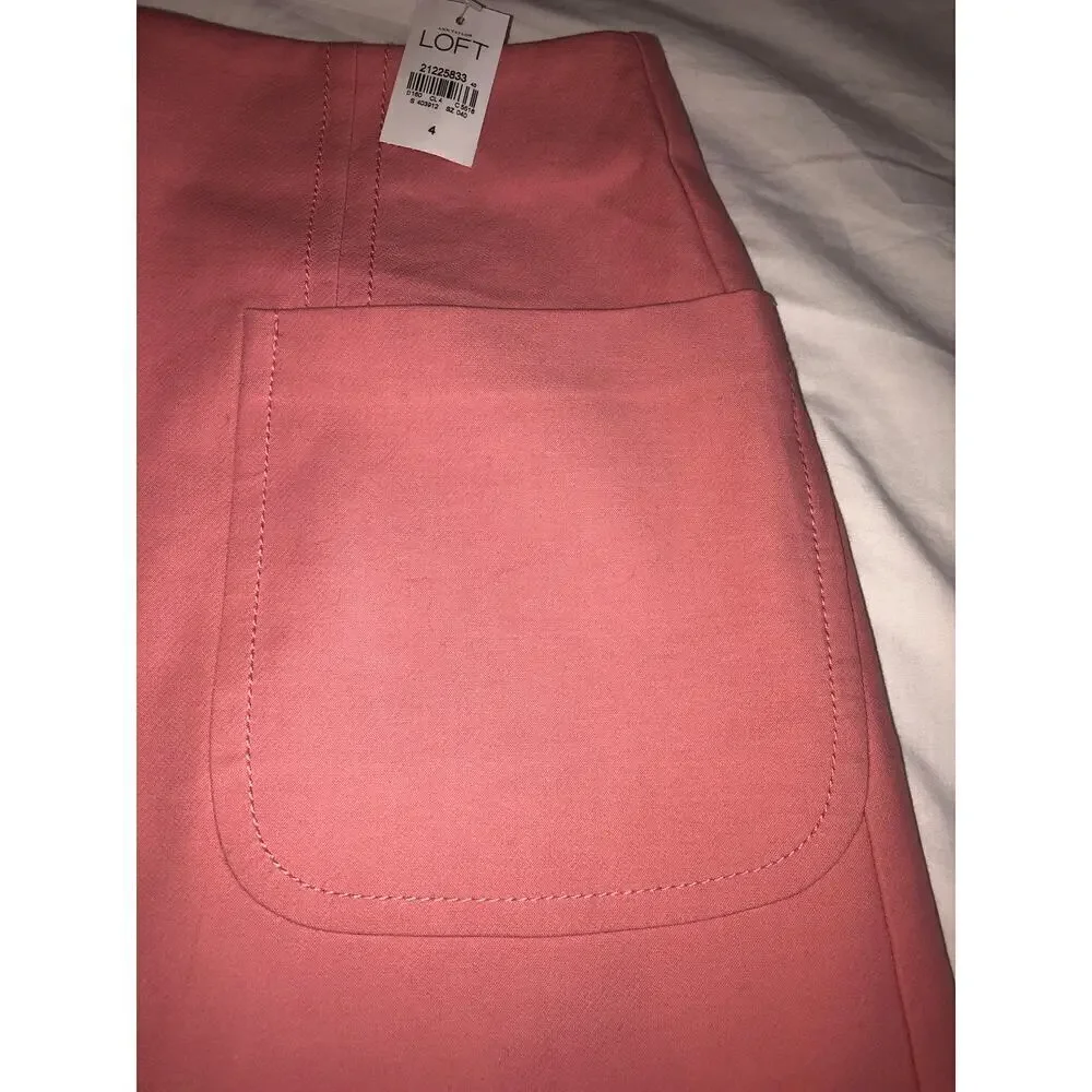 Loft Pink Skirt Size 4 Pockets Stretch Blend Short Lined Zipper BRAND NEW